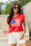 Red American Flag Sweater Top