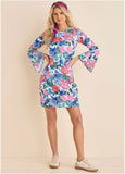 Bell Sleeve Scuba Dress Botanical Garden