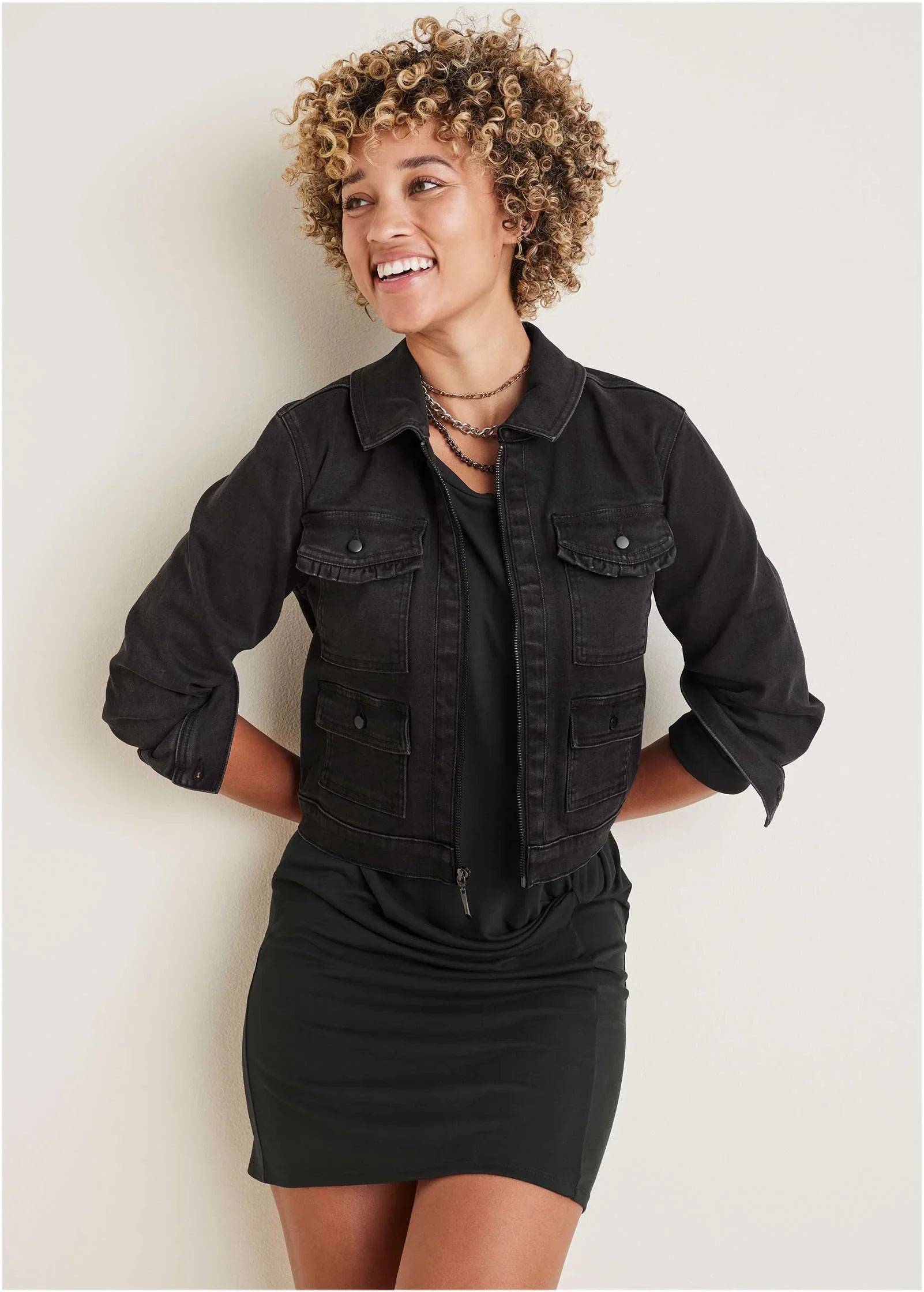 Denim Cargo Jacket Black Wash