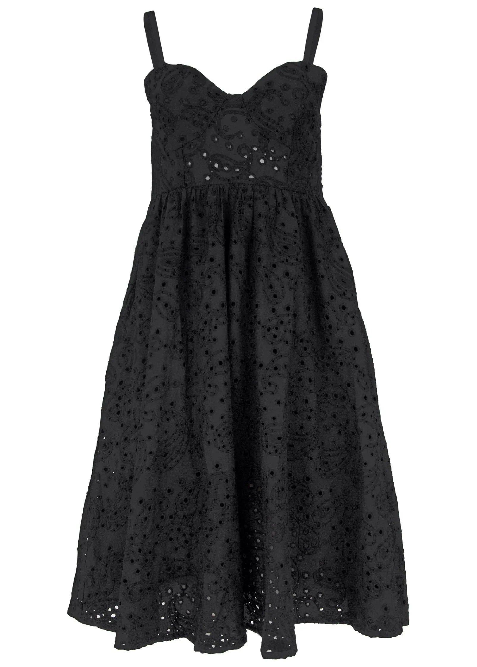 Paisley Eyelet Dress Jet Black
