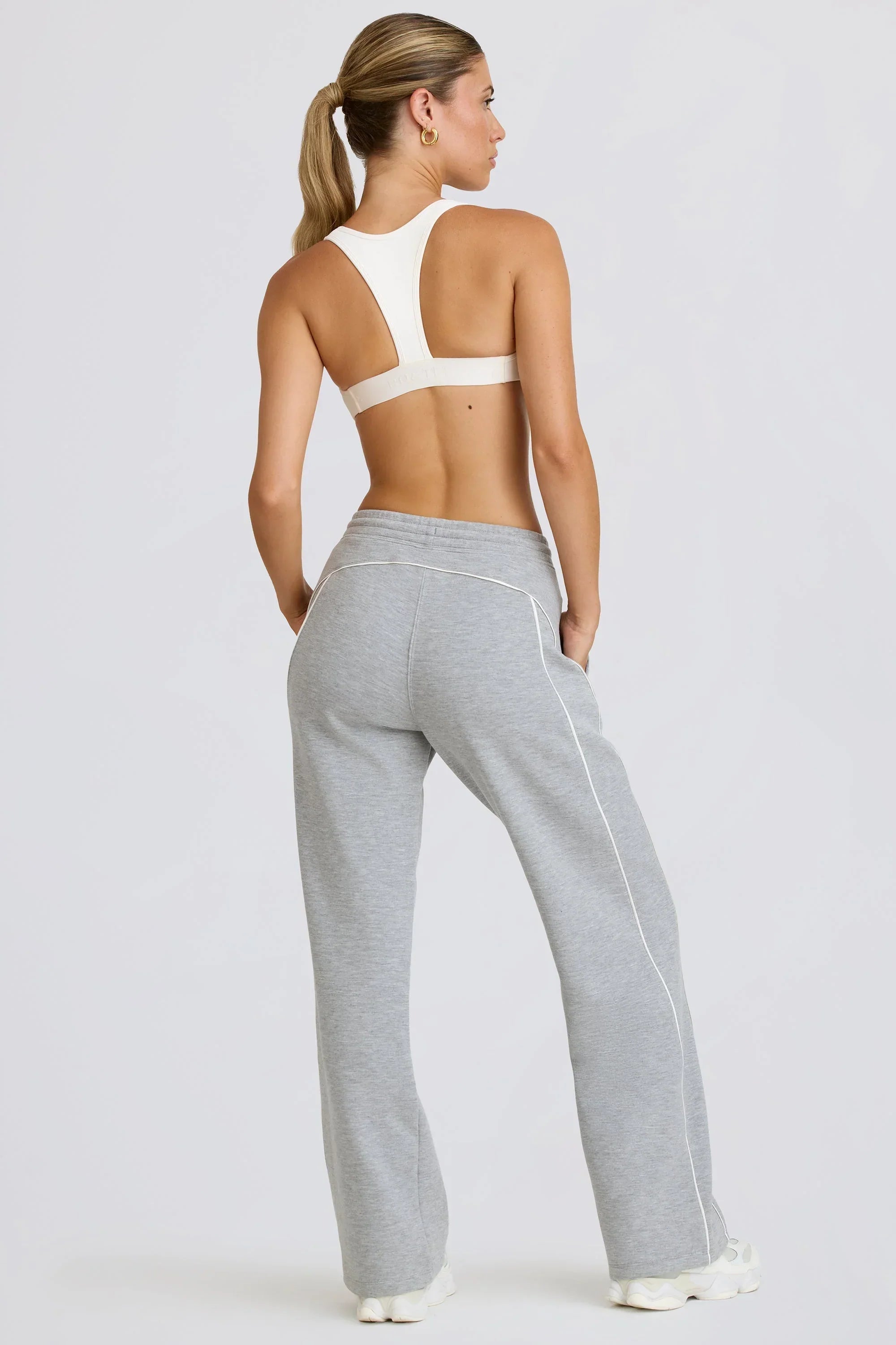 Mid Rise Straight Leg Joggers in Grey Marl