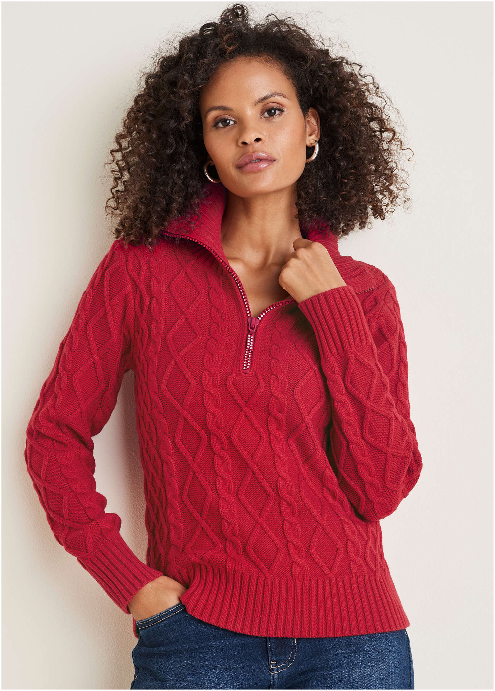 Zip Pullover Equestrian Red