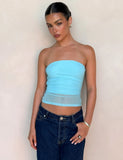 HARRIETT TUBE TOP BLUE ICE BLUE BRIGHT BLUE