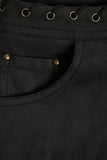 Lace Up Mid Rise Shorts in Black