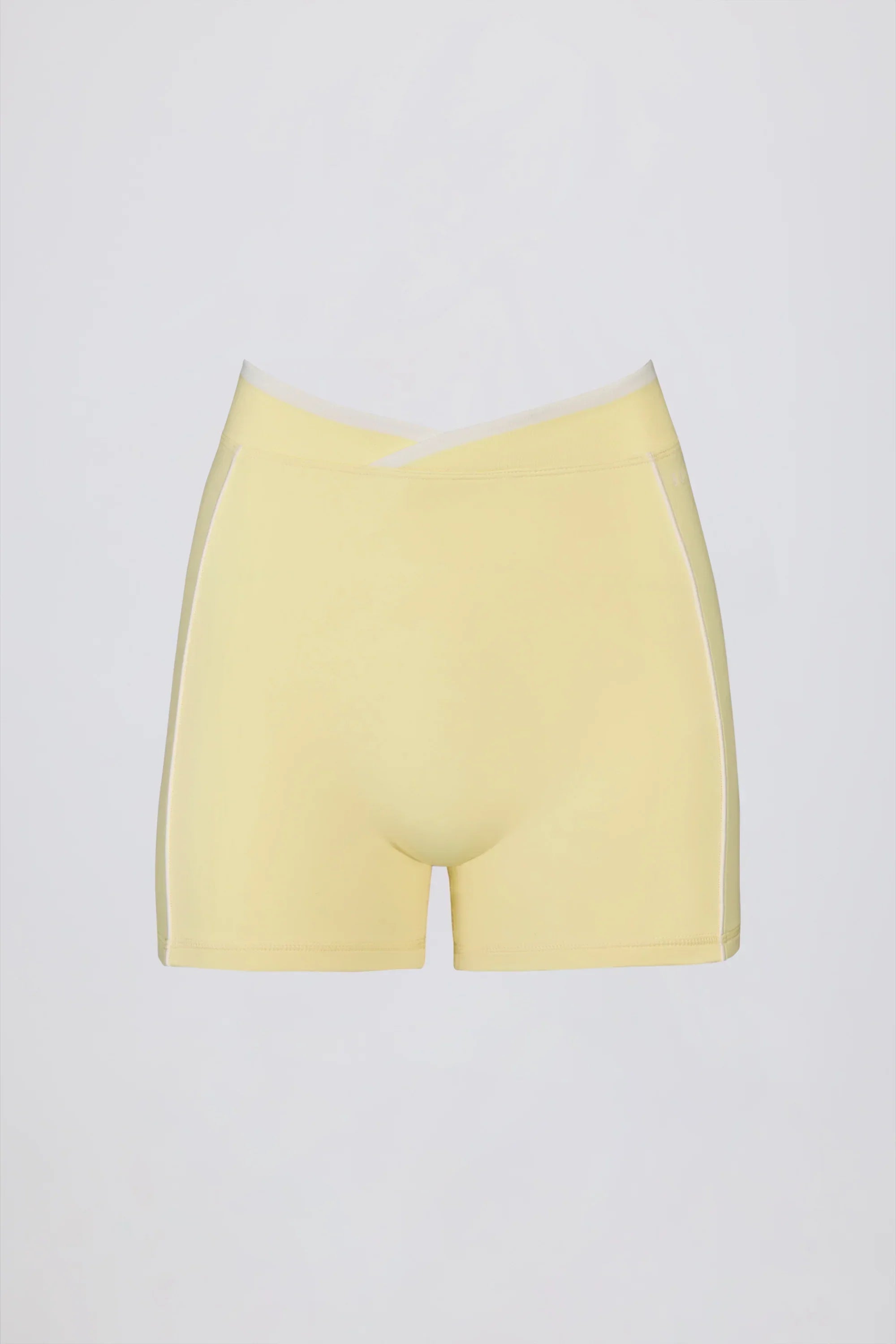 Soft Active Wrapover Contrast Mini Shorts in Soft Yellow