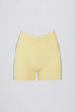 Soft Active Wrapover Contrast Mini Shorts in Soft Yellow