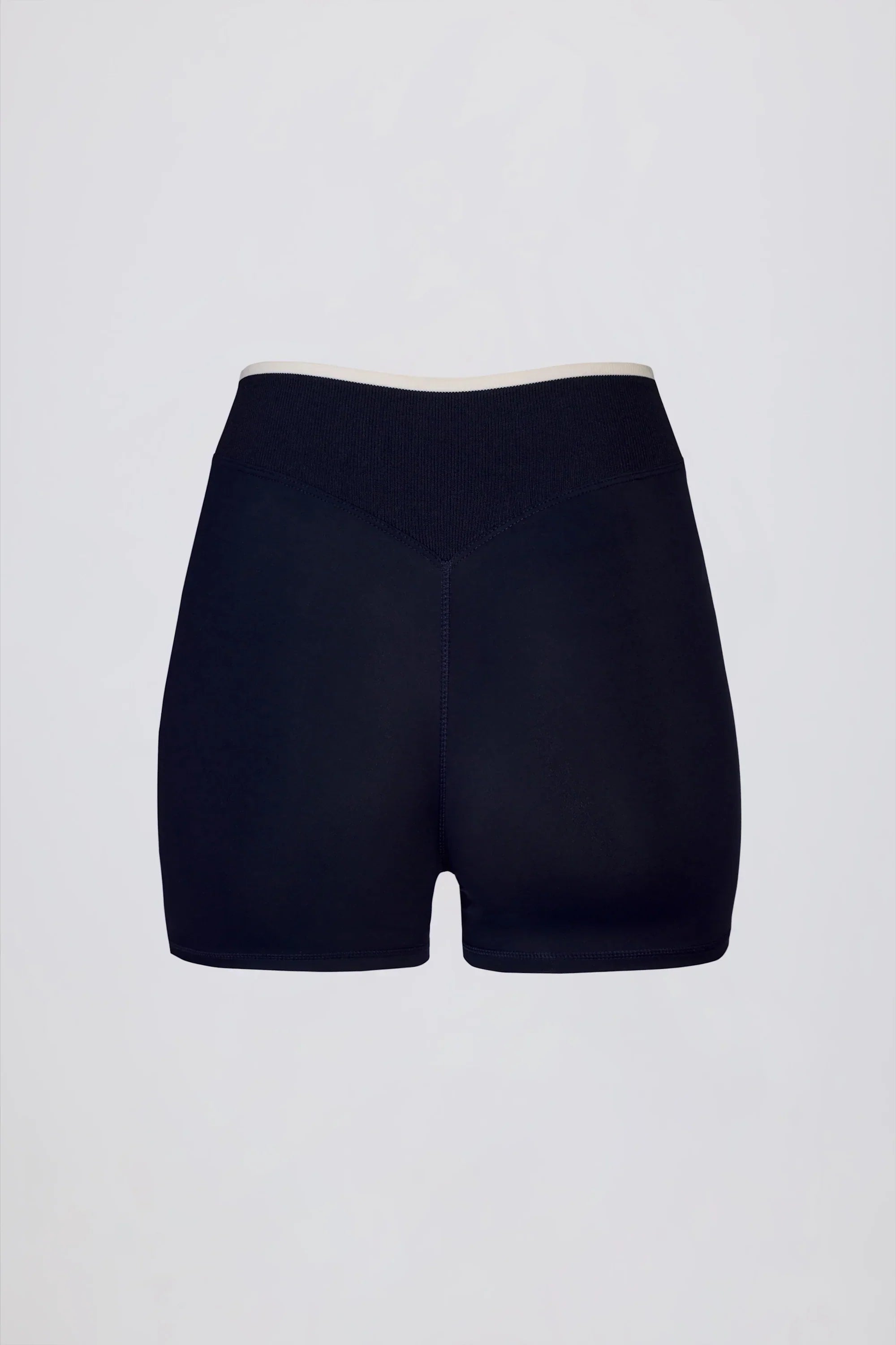 Soft Active Wrapover Contrast Mini Shorts in Classic Navy