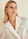 Cropped Sequin Blazer Pearl White