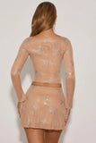 Embellished Bow Detail Top in Almond