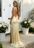 Worth Waiting For Cross Back Gown Jacquard Yellow