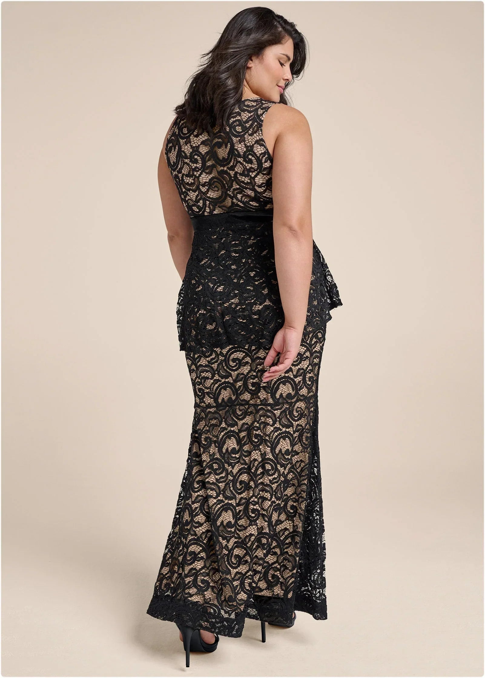 Tiered Lace Gown Black