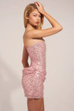 Embellished Draped Strapless A Line Mini Dress in Blush Pink