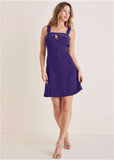 Rhinestone Embellished Flare Mini Dress Violet Indigo