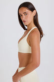 Crossback V Neck Sports Bra in Cream