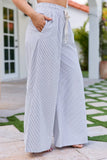 Mia White Black Pinstriped Pull On Pants