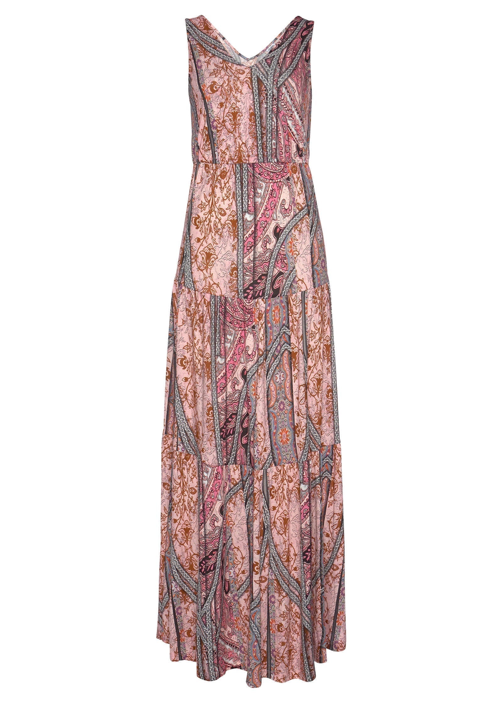 Tiered Maxi Dress Pink Red