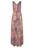 Tiered Maxi Dress Pink Red
