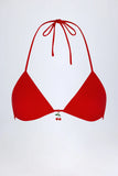 Charm Detail Triangle Bikini Top in Fiery Red