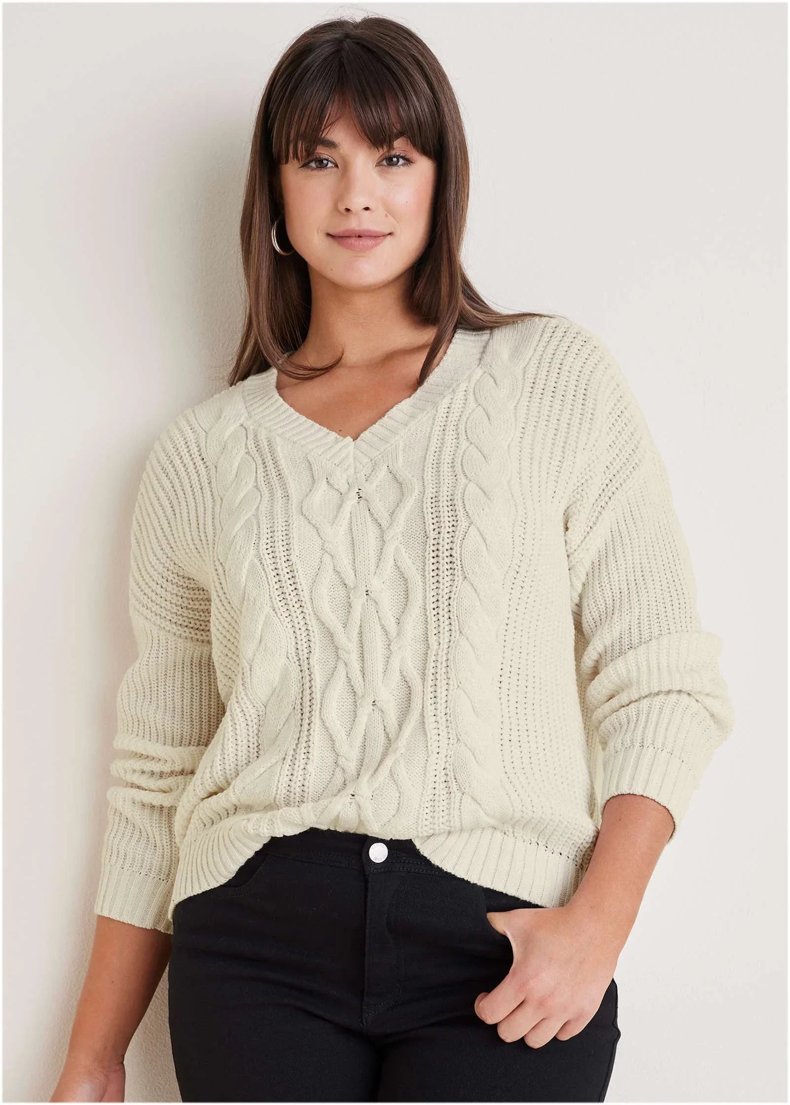 Cable Knit Sweater Off White