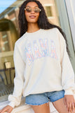 Mama Block Multi Daisy Print Cream Graphic Sweatshirt