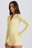 Soft Active Contrast Zip Up Jacket in Lemon