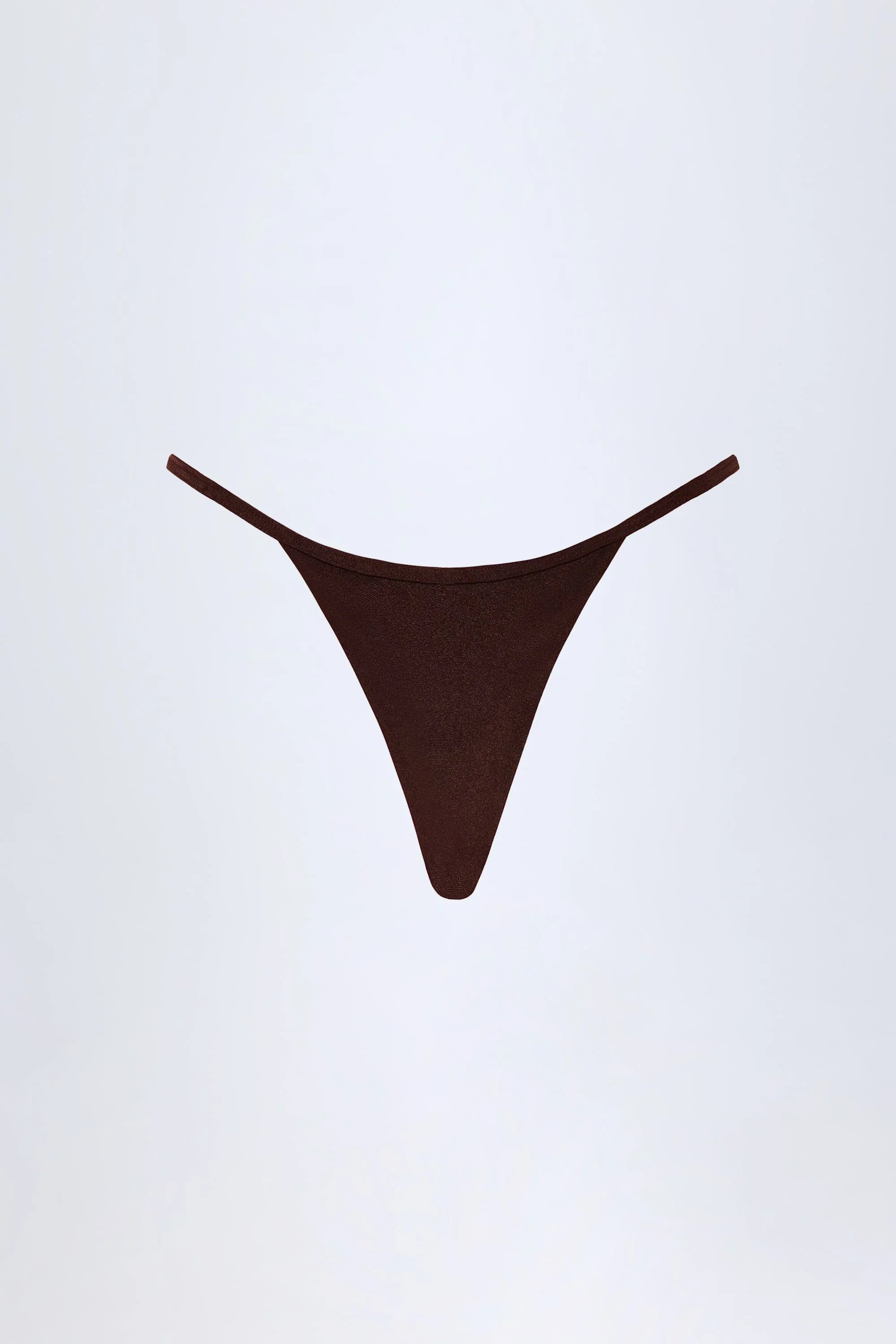 Charm Detail Thong Bikini Bottoms in Dark Chocolate
