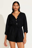 The Getaway Romper Black EcoLinen