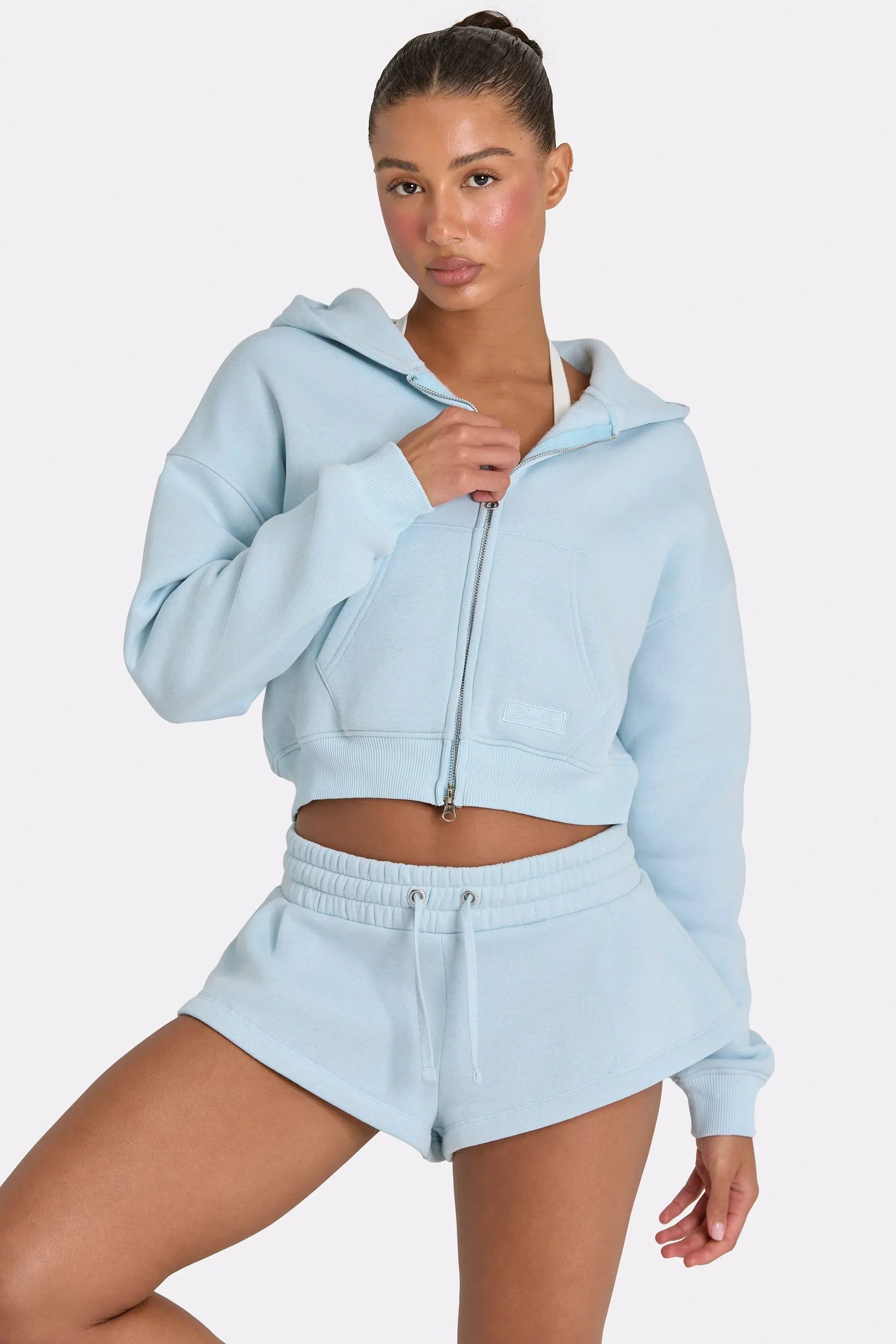 Oversized Zip Up Hoodie in Powder Blue