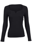 Deep Scoop Neck Ribbed Top Jet Black