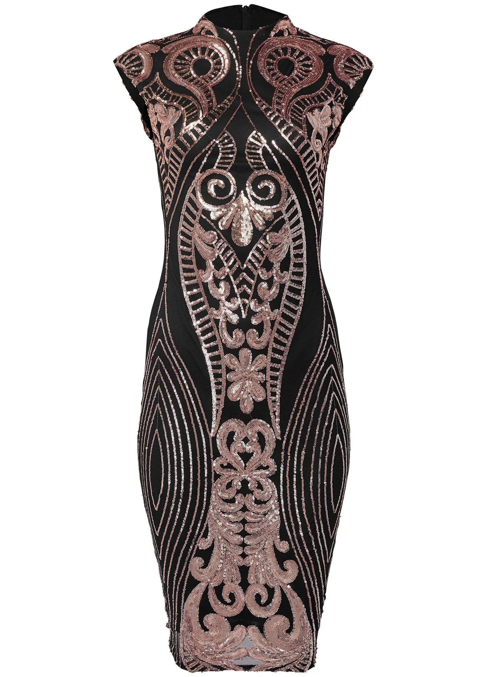 Sequin Midi Dress Black Multi