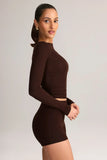 Modal High Rise Bodycon Mini Shorts in Chocolate Brown