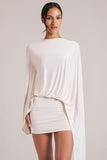 Draped Cape Mini Dress in Vanilla