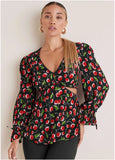 Cut Out Waist Blouse Very Cherry