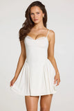 Modal Lace Trim Mini Dress in White