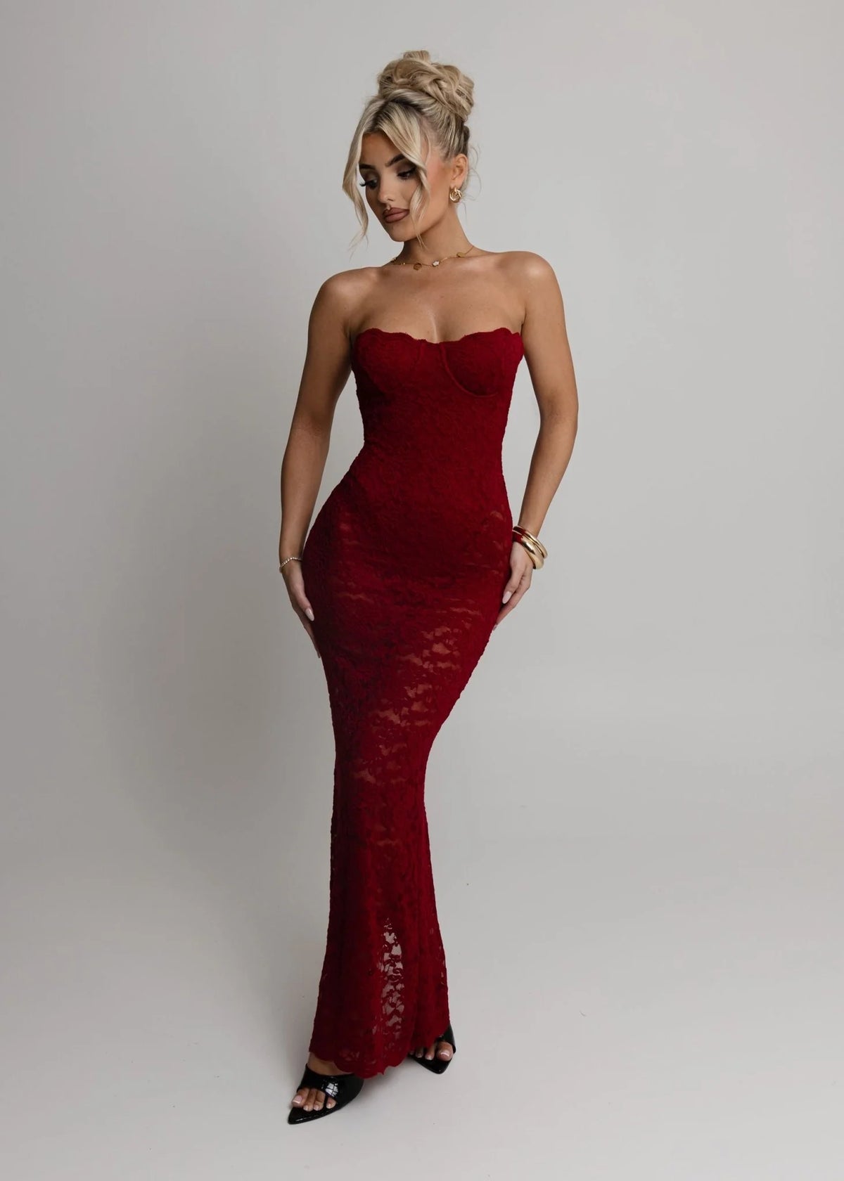 Rumour Has It Lace Maxi Dress Wine