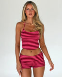 CERYS RIB TOP PINK RED STRIPE