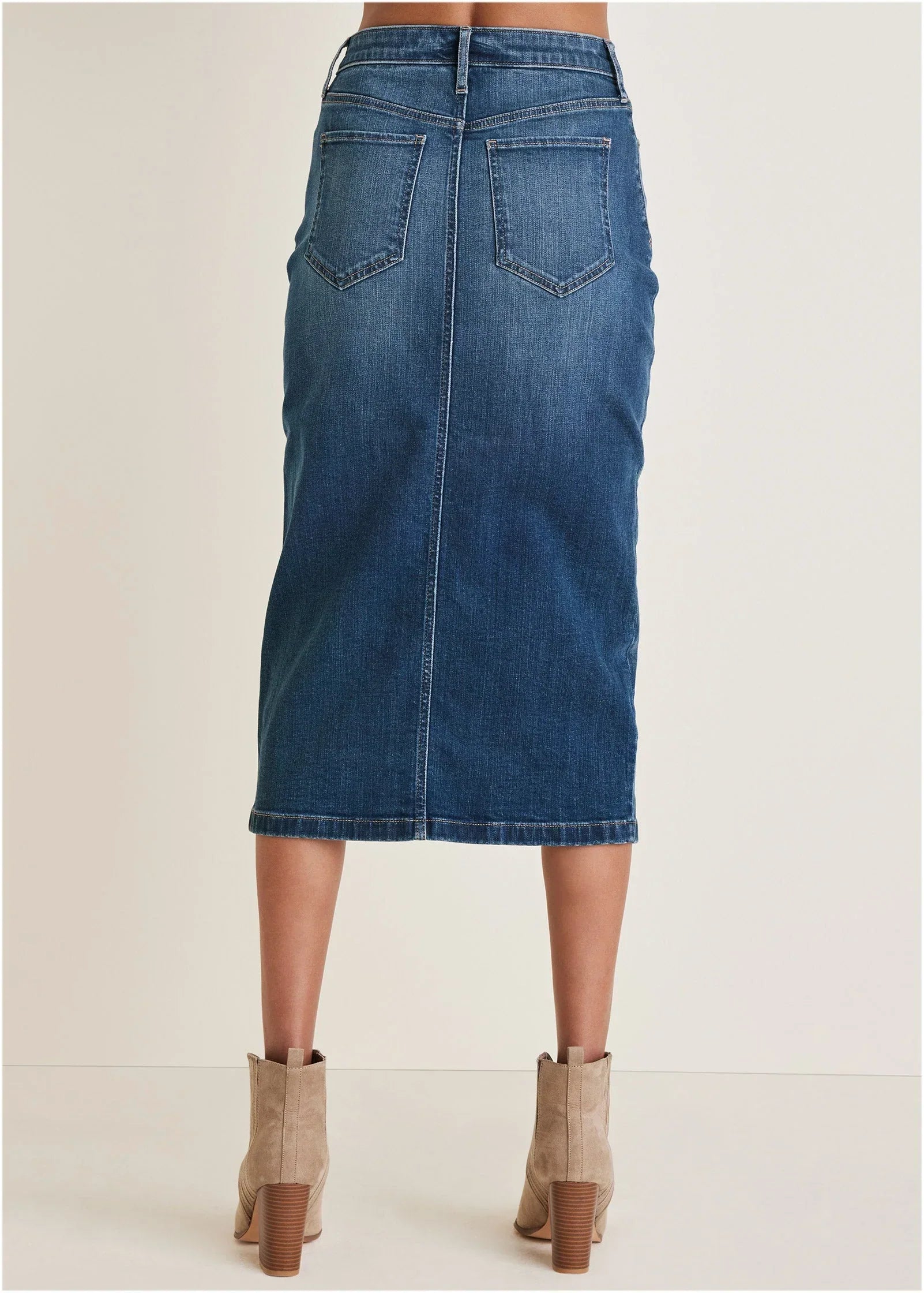 Denim Midi Skirt Medium Wash