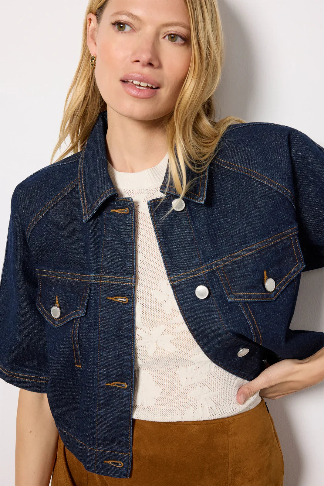 Short Sleeve Button Front Jacket