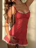 EMMALINE MINI DRESS RED GINGHAM