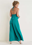 Cross Neck Jumpsuit Tropical Green
