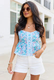 Gianna Blue Floral Peplum Tank