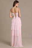 Embellished Cowl Neck Corset Gown in Baby Pink