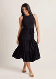 Tiered Halter Maxi Dress Jet Black