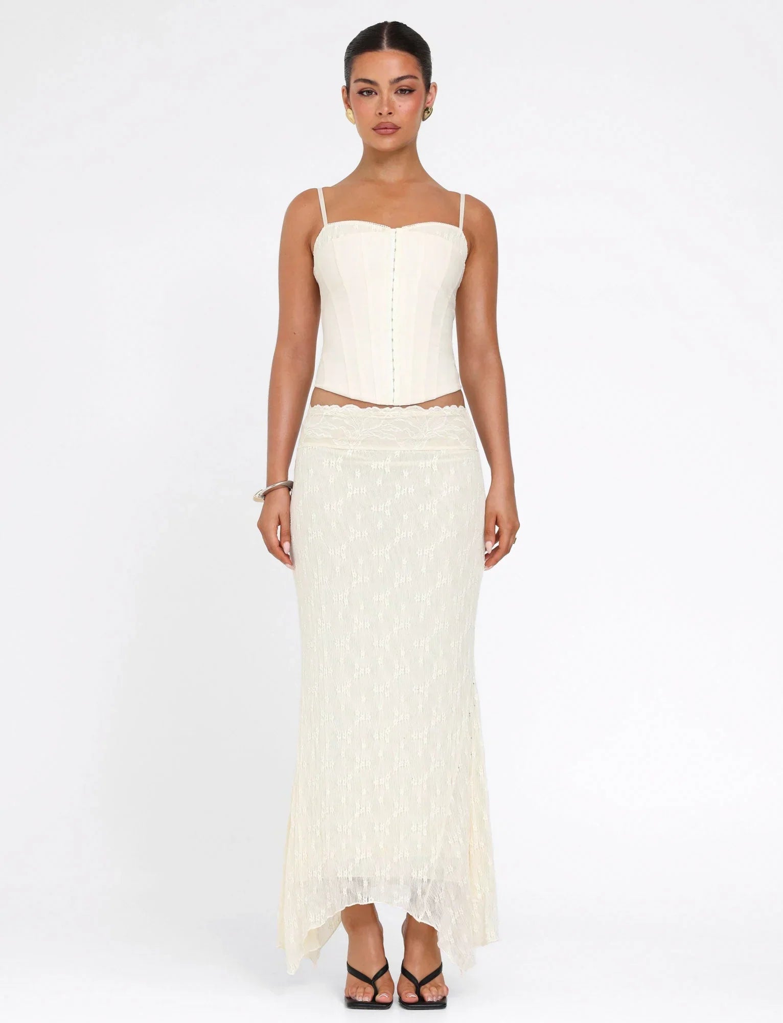 ANTONELLA MIDI SKIRT WHITE LACE CREAM