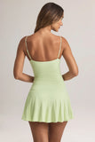Modal Ruched A Line Mini Dress in Sage Green