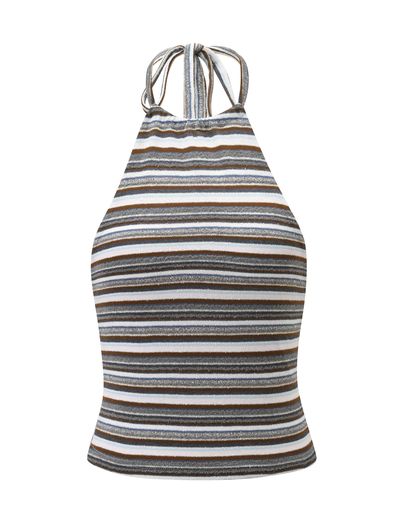 DILLON HALTER TOP BLUE AND BROWN STRIPE