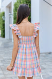 Megan Pink Plaid Ruffle Dress