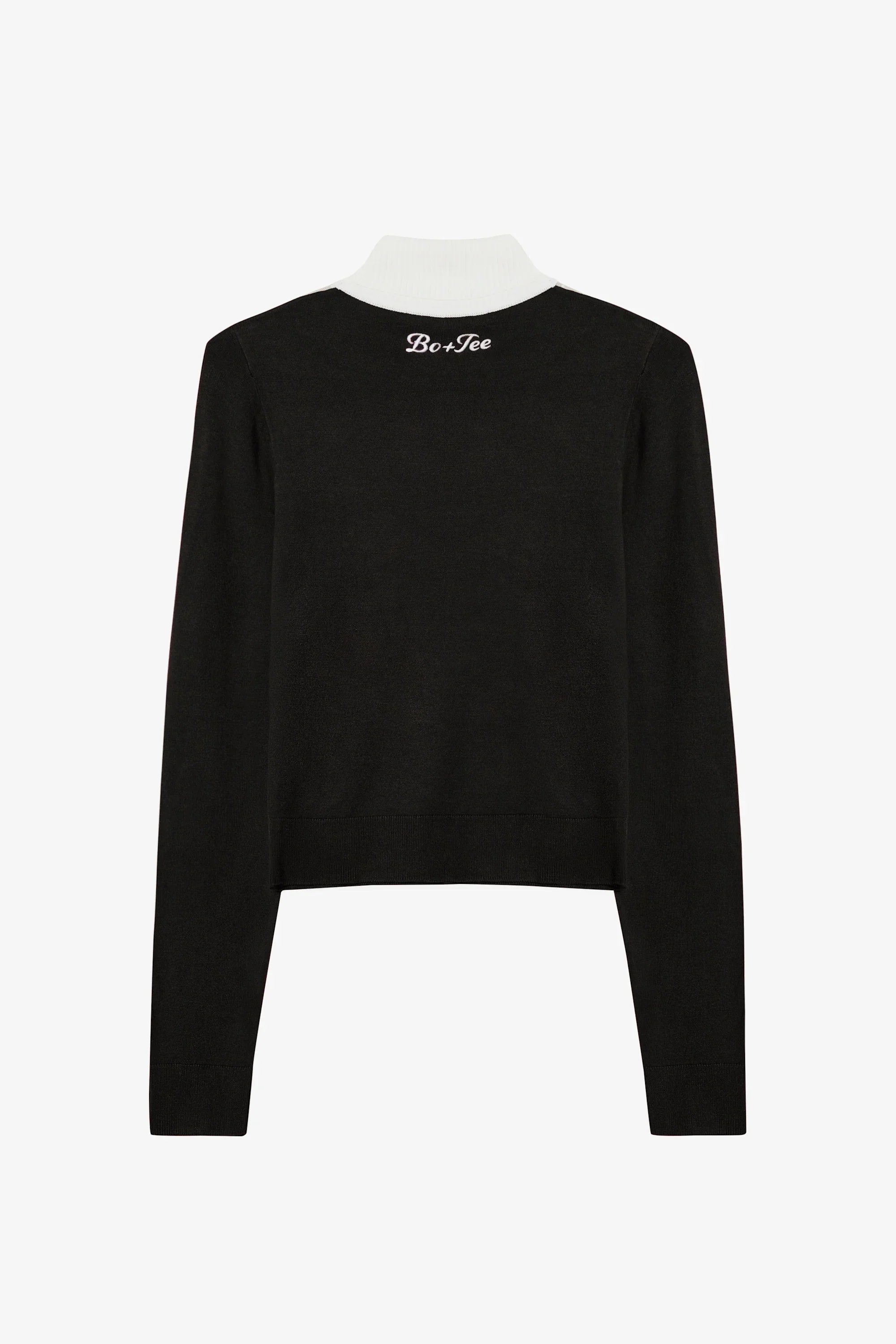 Knit Long Sleeve Fitted Top in Black