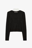 Knit Long Sleeve Fitted Top in Black