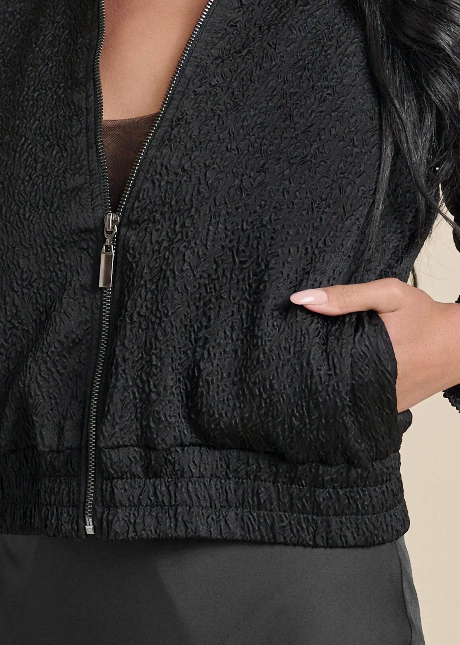 Texture Bomber Jacket Jet Black